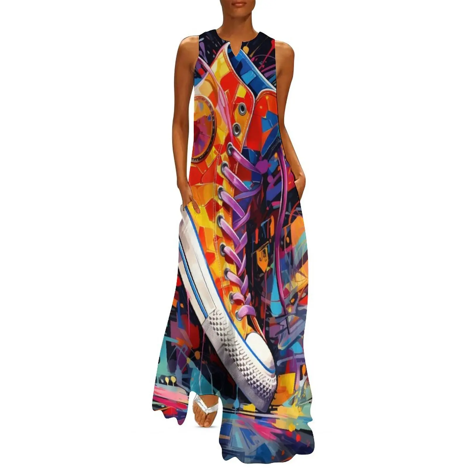 Explosive Pop Art Sneaker Illustration Long Dress long dress women summer dresses ladies 2025