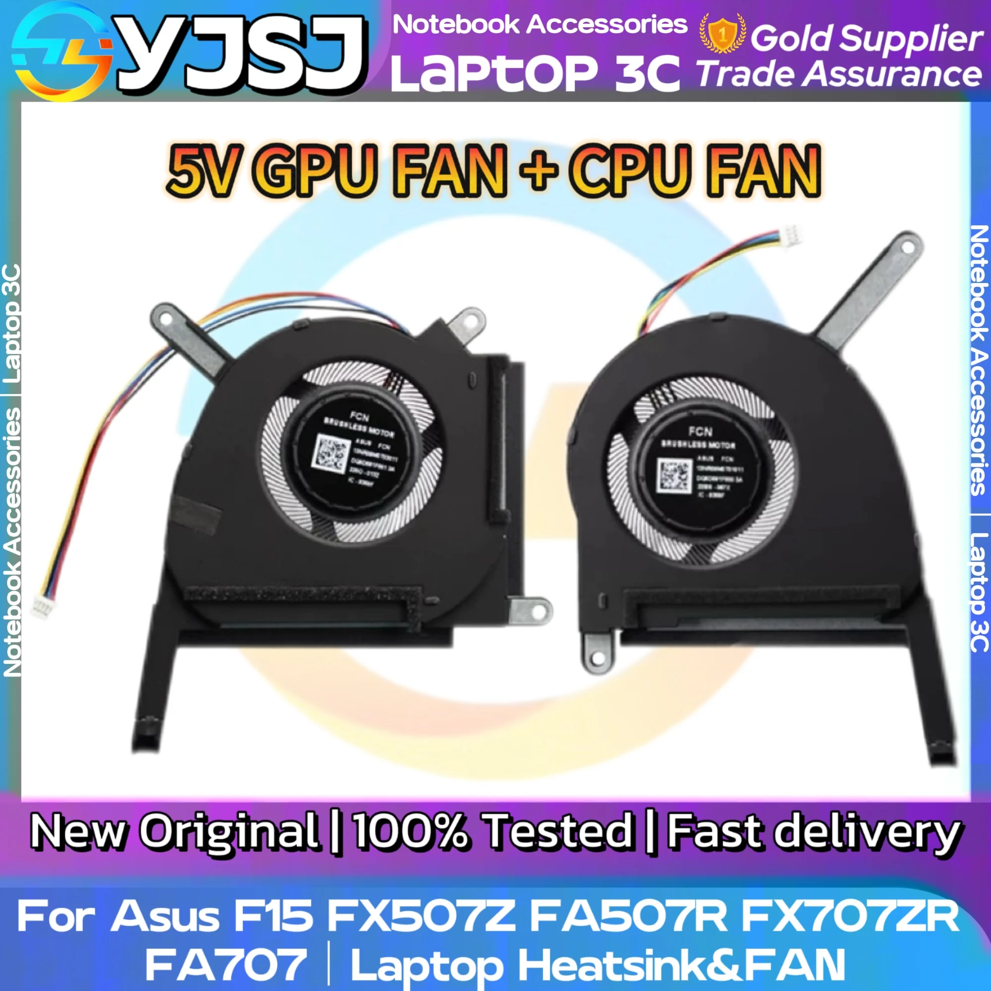 

New Original Laptop GPU CPU Cooling Fan For Asus F15 FX507 FX507Z FA507R FA707 FX507ZM FX707ZR FA507 FA507RC/RE Heatsink&FAN