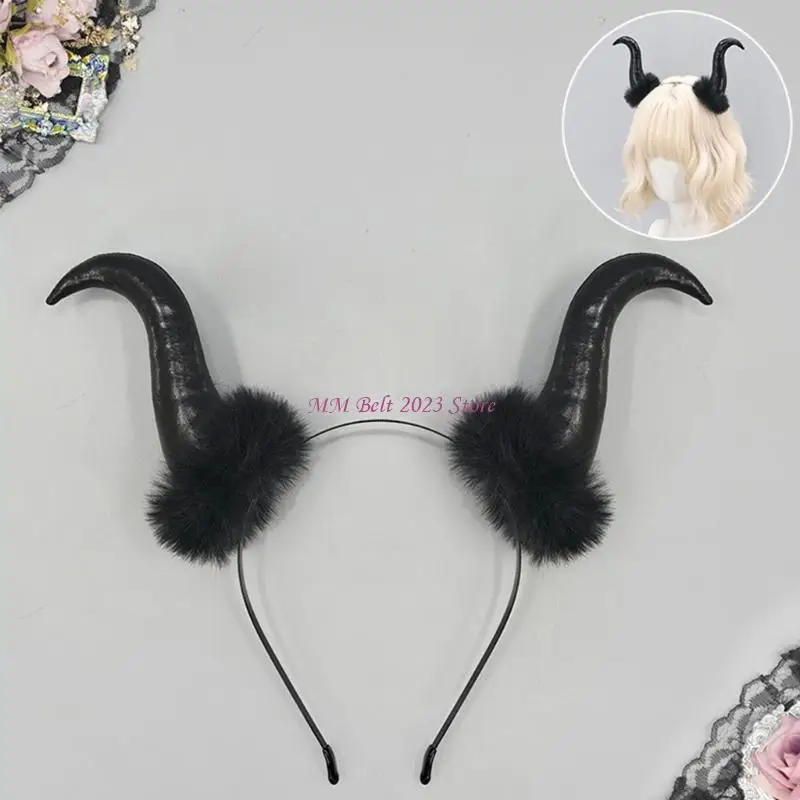 49ME Furry Anime Hairband Cosplay Props Devil Hair Hoop Devil Hair Styling for Con Hairband Animal Carnivals