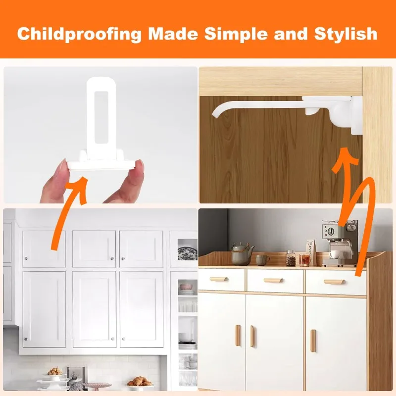 

Invisible Drawer Locks 20-Pack-No Drill White For Baby Proofing Child Safety Locks