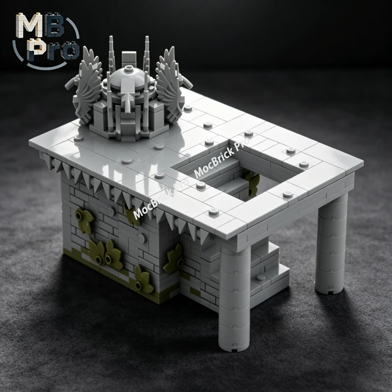 MOC Observation Ruins Model, Weathered Watch Post Building Blocks, Hilltop Remains Bricks Collection Kit