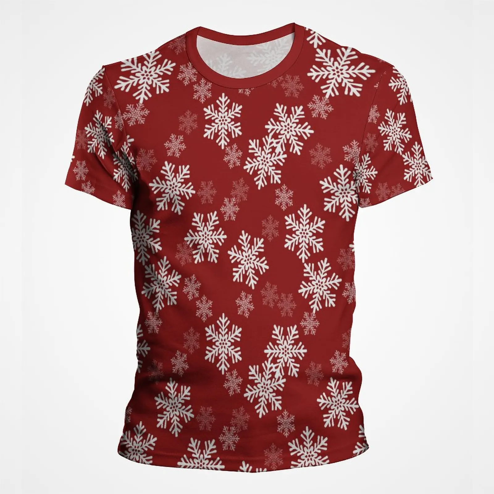 

Christmas Snowflakes Pattern T Shirt For Men 3D Full Printing Xmas Graphic Tee Tops Summer Short Sleeve Streetwear Man's Tshirt