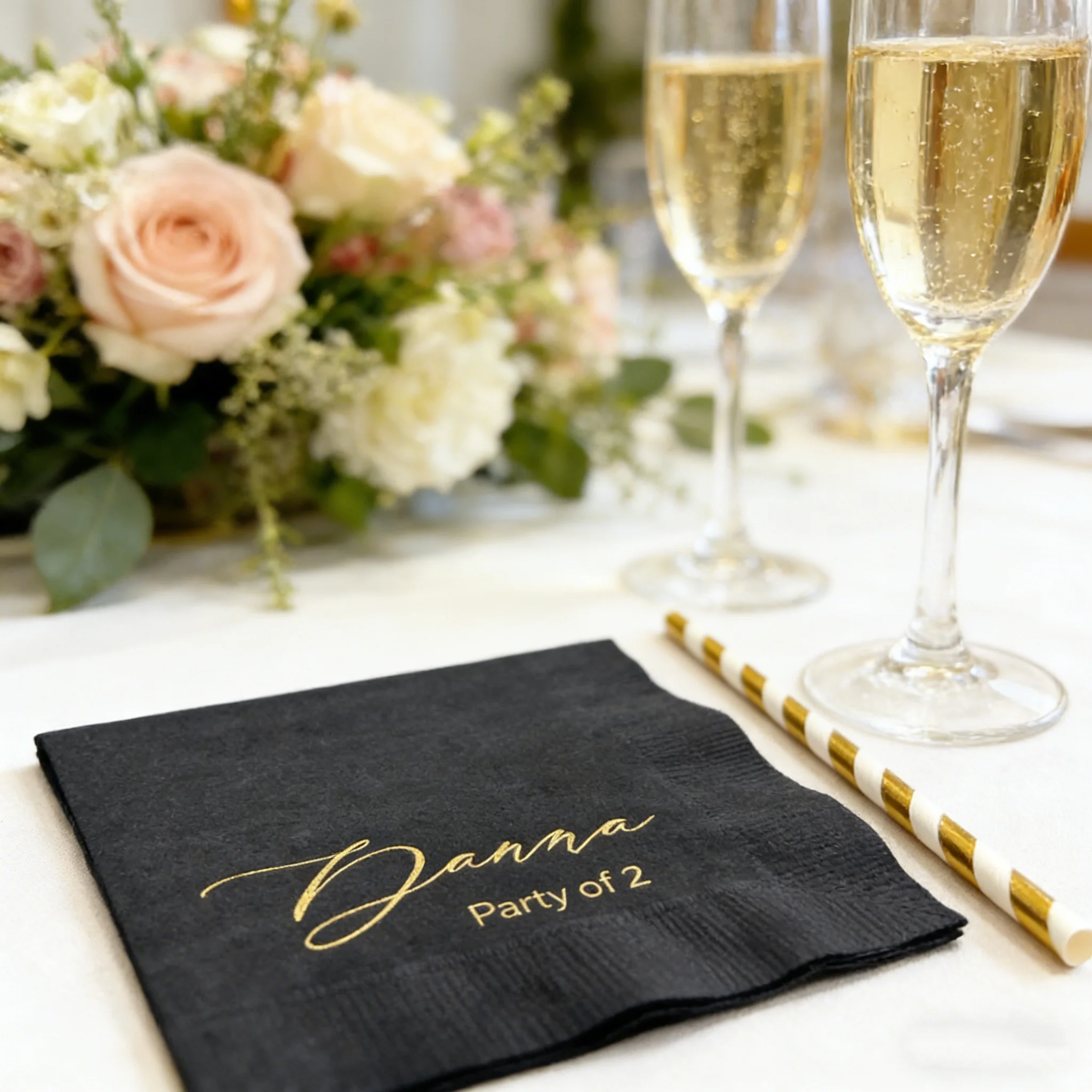 

50pcs Custom Monogram Modern Font Wedding Napkins For Rehearsal Dinner Party Beverage & Dinner Towels All Sizes
