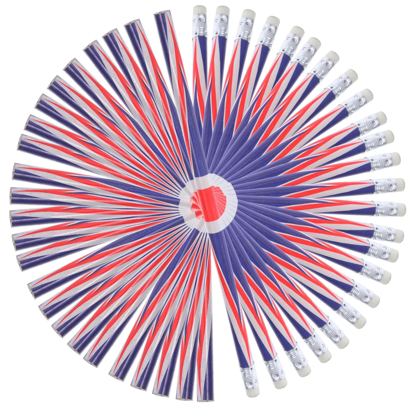 60 Pcs Red White Blue Colored Pencils Office Child Bulk British Flag Veterans Day Writing