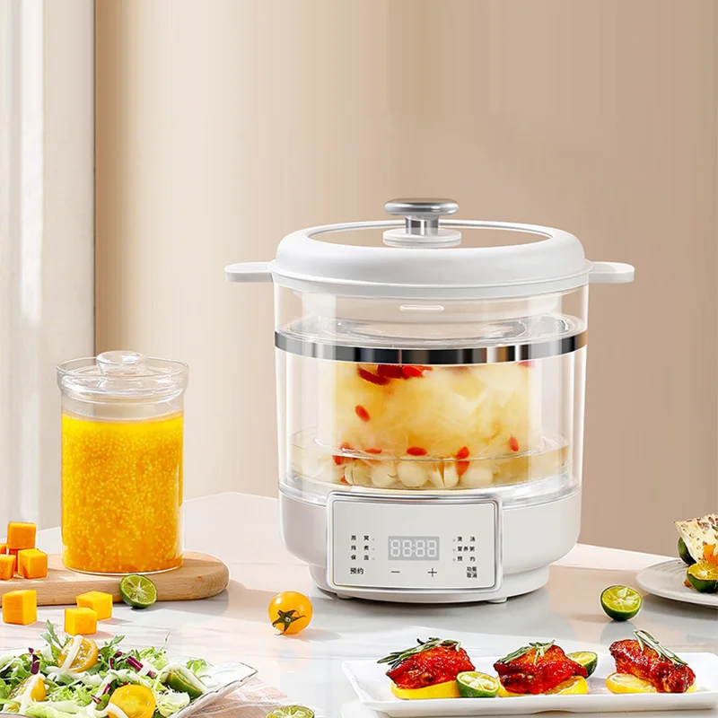 1.6L Glass Stewpan Electric Stewpot with Automatic Soup Maker Function,Porridge and Soup 1200W