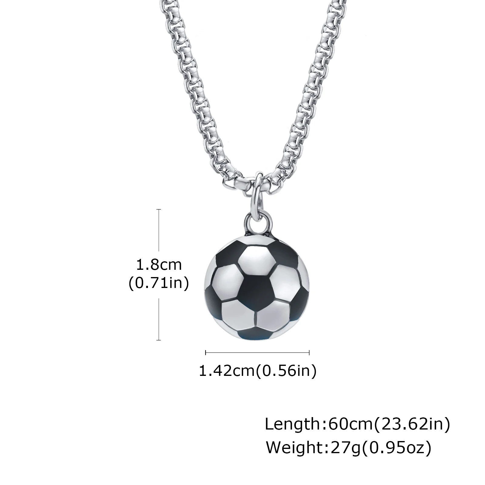 Vnox 3D Football Necklaces for Men, Solid Stainless Steel Casual Scoocer Pendants, Sports Lover Men\'s Gifts