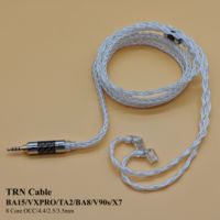 TRN Headset Cable 8 Core Silver Plated Upgrade Wire OCC Earphone Cable for TRN BA15 VXPRO TA2 BA8 V90s X7 4.4 2.5 3.5 with MIC