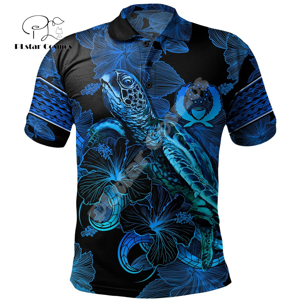 Polynesia Culture Island Country Pohnpei Tribal Colorful Turtle Tattoo Retro 3DPrint Summer Harajuku Polo Shirts Short Sleeves E