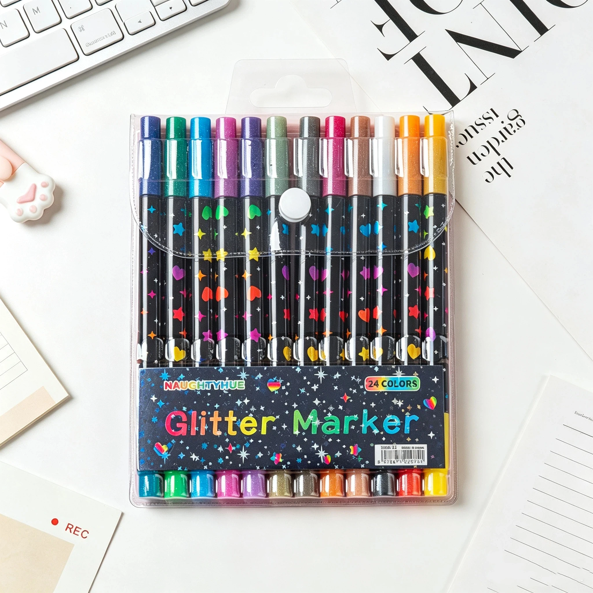 12-Farben-Set mit doppelseitigen, blinkenden Markern für DIY-Bastelarbeiten, Metall-Blinkmarker, Scrapbooking, Tagebuch, Kartenherstellung, Kunstbedarf