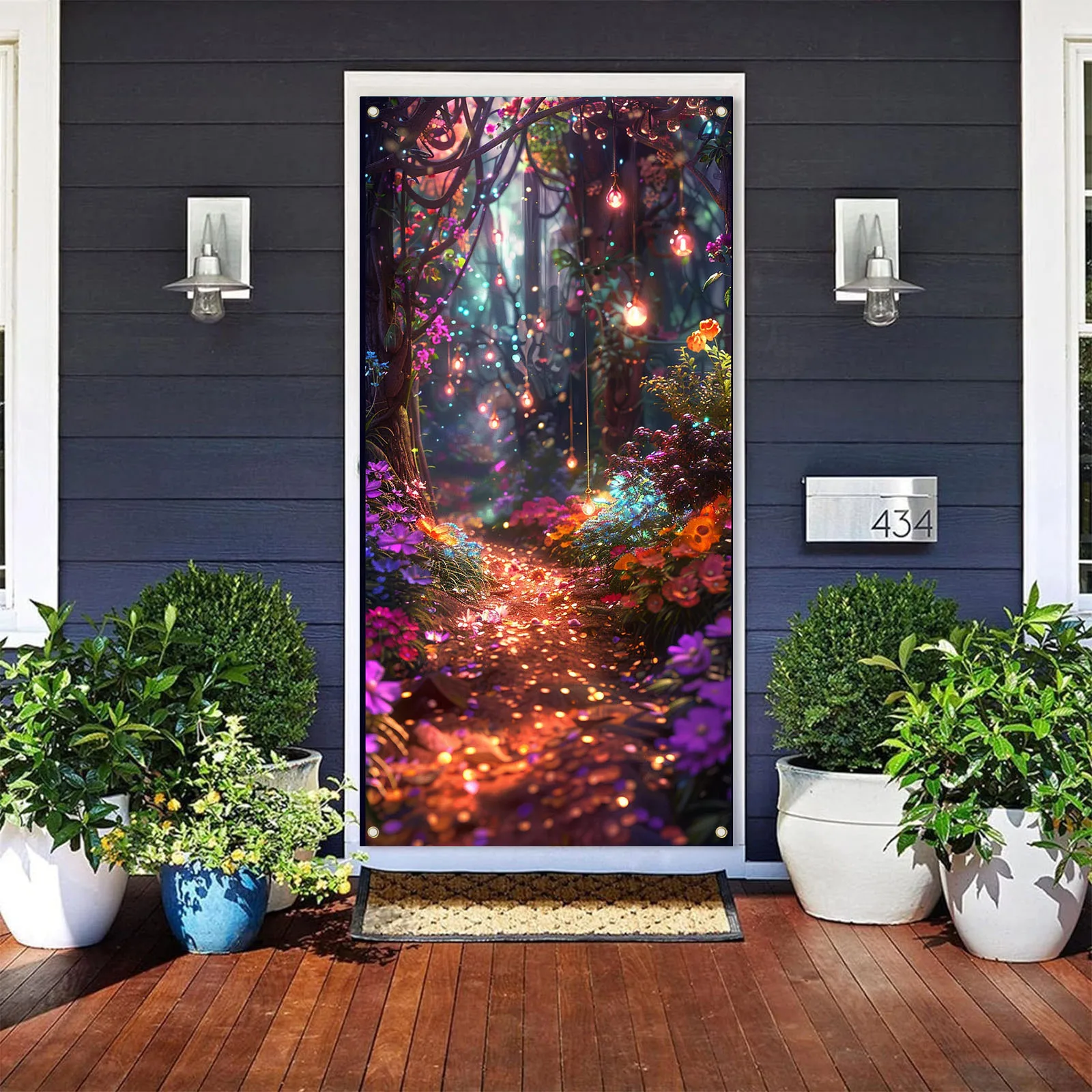 70×35 inch Home Banners, Fantasy Forest Path Printing Banners, Fairyland Entrance Door Backdrop Background