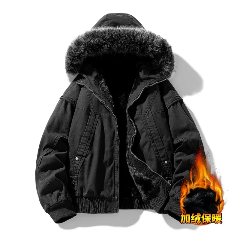 

Толстая парка, зимняя меховая капюшон, теплые тактические пальто-бомберы, зимние мужские теплые парки с несколькими карманами, качественные мужские повседневные шакеты