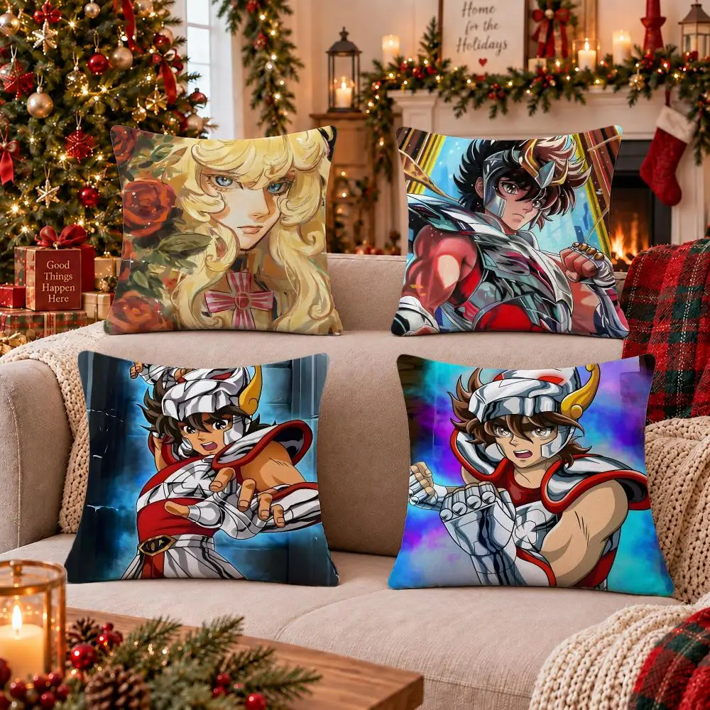 Anime Saint Seiya Cushion Cover Cushion Cover Soft Plush Cushion Covers Fluffy Throw Pillow Cases for Sofa Bedroom