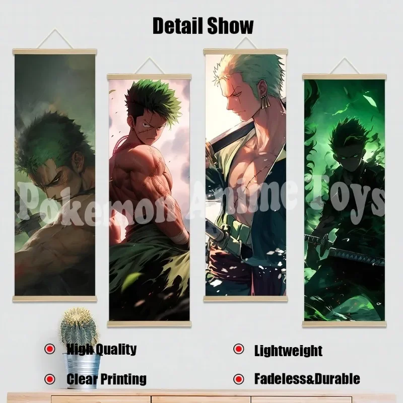 ONE PIECE Roronoa Zoro Wall Art Picture Scroll Canvas Wall Hanging Painting Home Decor Anime Poster Wall Art Room Decoration