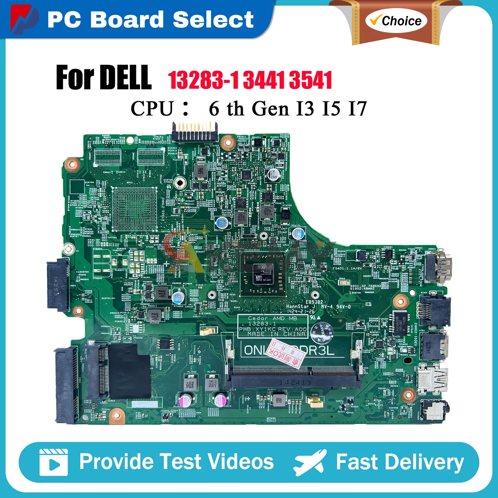 

13283-1 Mainboard For DELL Inspiron 3541 3441 3442 3542 216-0841084 0M3RN1 0N7GMF 100% Fully Tested