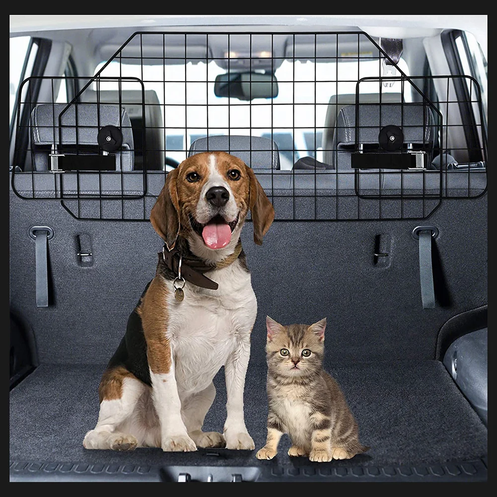 Livingfun Large Dog Gate Pet Animal Safety Fence Iron Mesh Guard Barrier for Car Trunk 90.5-113cm Width Car Dog Partition Grid