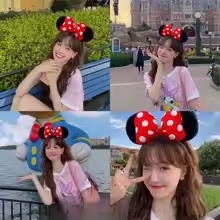 Disney Mickey Mouse Ear Headband Amusement Park Hair Hoop Fish Scale Sequin Mesh Party Headwear Girl Toy Birthday