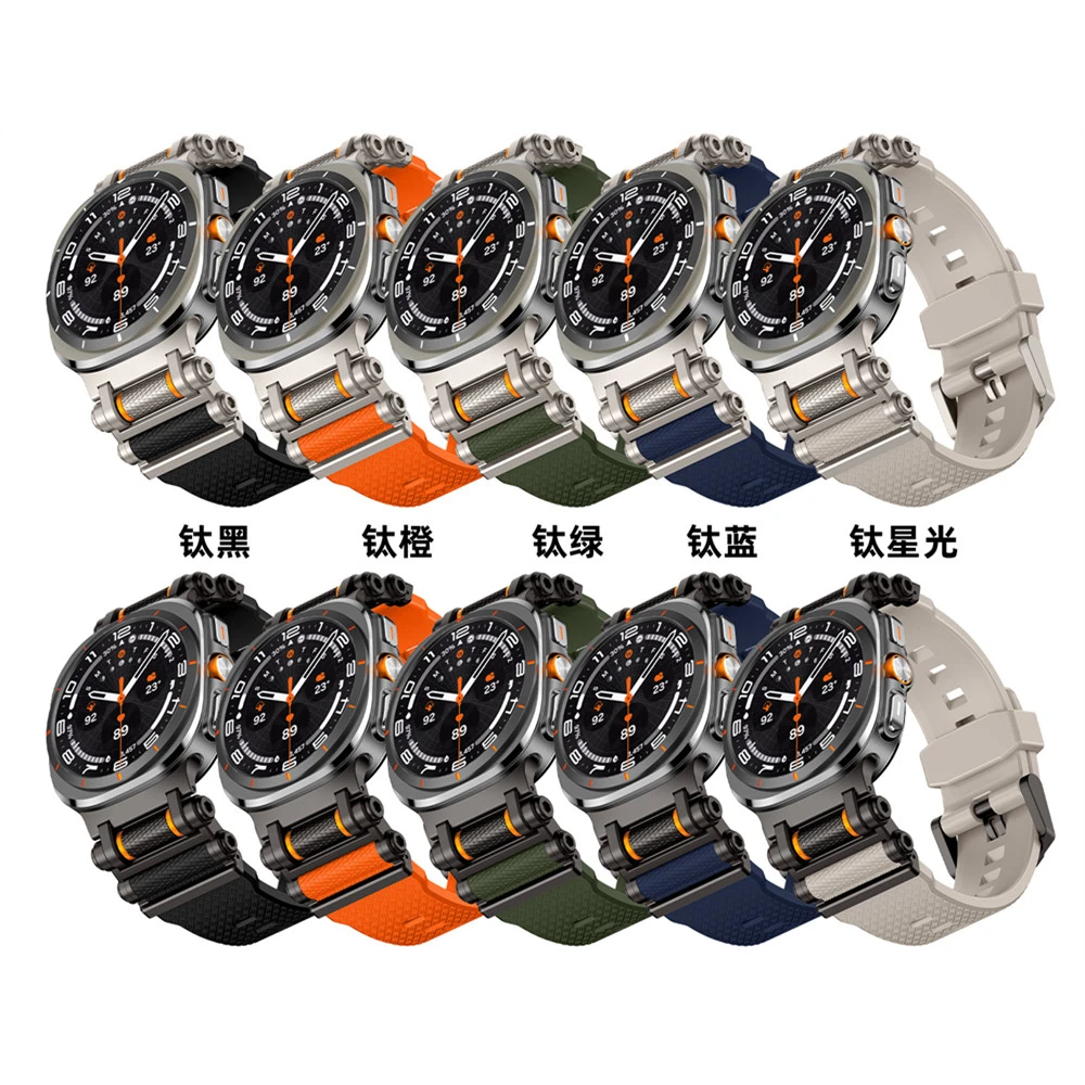 حزام لساعة سامسونج جالاكسي 7 الترا ديستني جير، موصل معدني دوار لتخفيف الضغط، حزام ساعة سيليكون