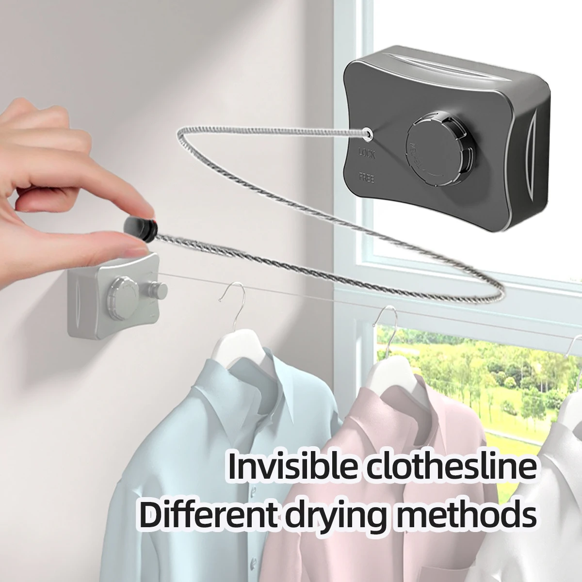 Scalable clothesline balcony clothesline artifact, invisible storage for drying, no need to drill steel wire ropes