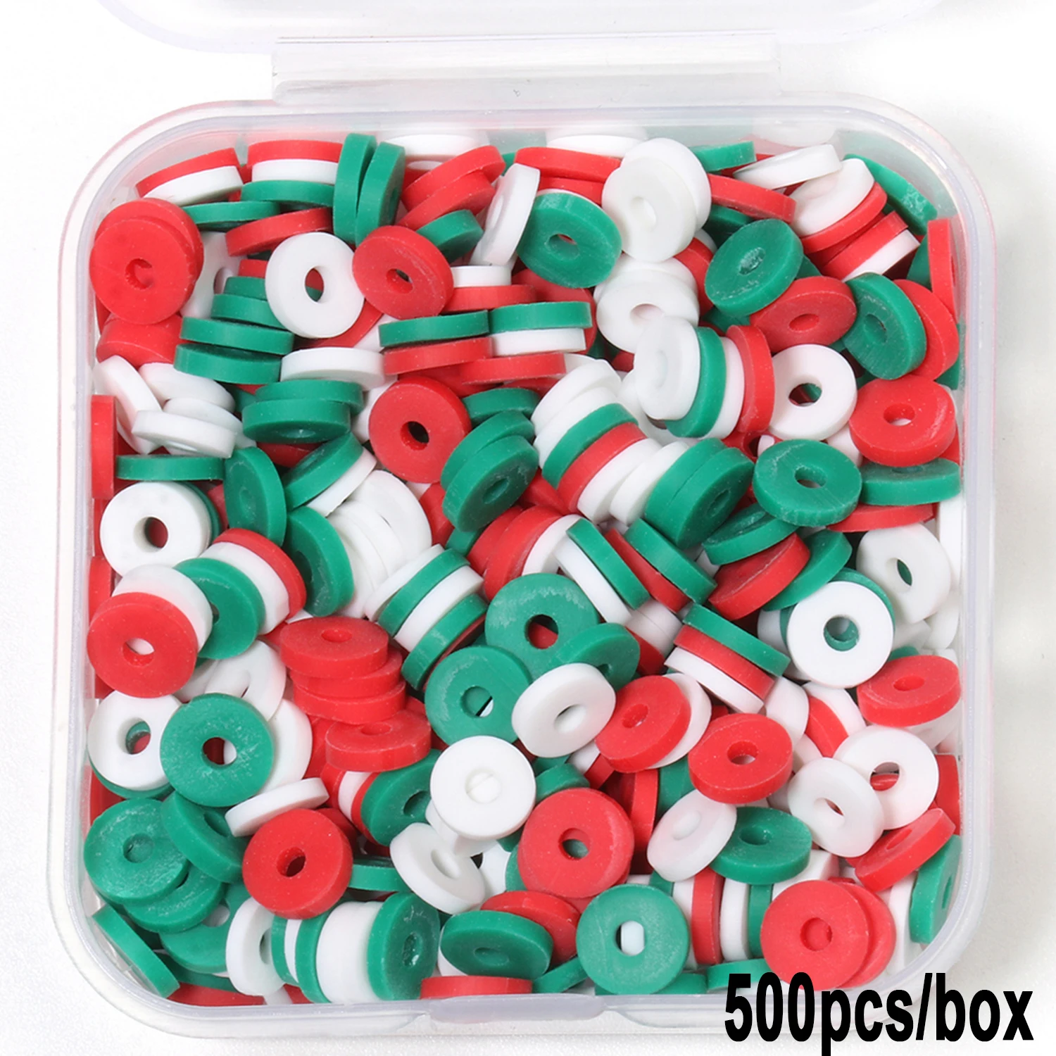 عيد الميلاد اللون 500 قطعة 6 مللي متر شقة مستديرة بوليمر حبيبات صلصال صندوق رقاقة القرص فضفاض خزر عازل Diy بها بنفسك صنع المجوهرات أساور