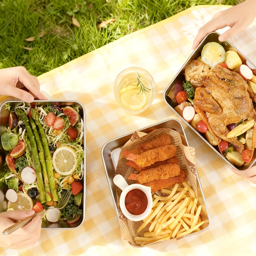 

10-Piece Stainless Steel Food Storage Containers with Lids, Stackable for Camping Hiking, Snacks Meat Fruit Vegetables