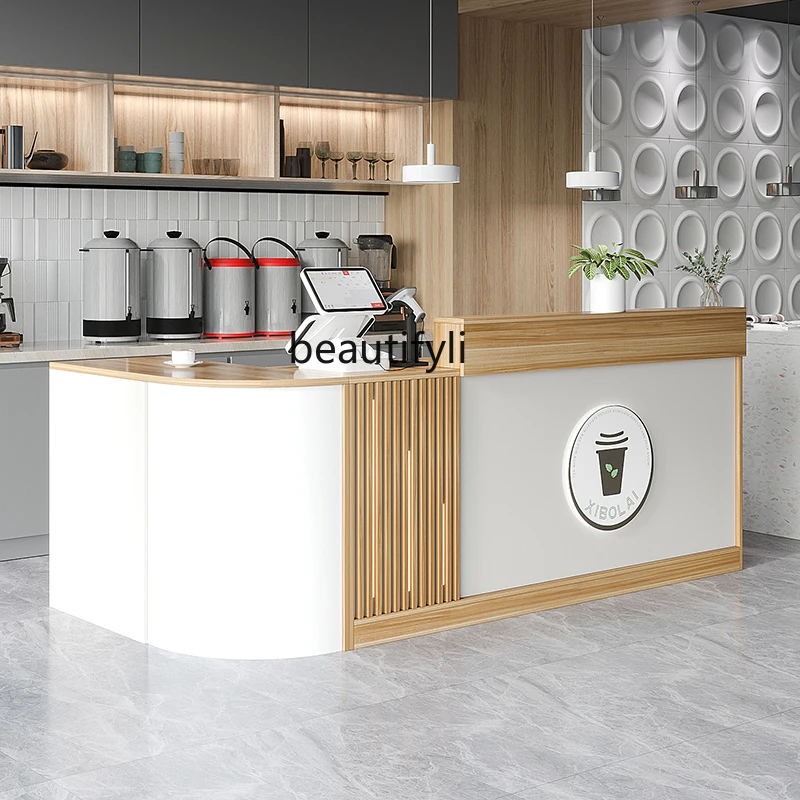 Cashier CounterBar Shop Small Fashion Simple Modern Milk Tea Shop Counter Supermarket and Convenience Store Reception Front Desk