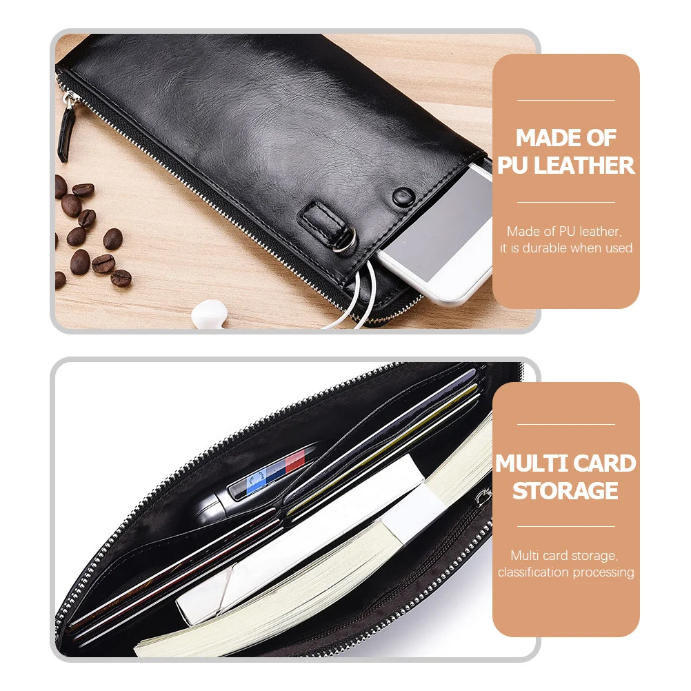 

Portable Men Wallet Long Zipper Purse PU Multifunctional Cards Holder Large Capacity Business Outdoor Travel Bag