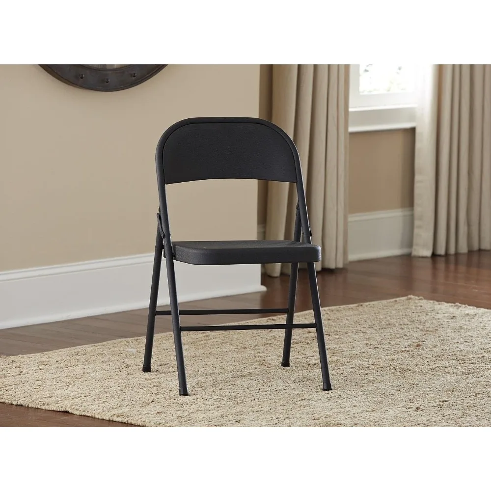 

Folding Chair Black, 4 Pack Steel Foldings Chairs, Black Folding Chair