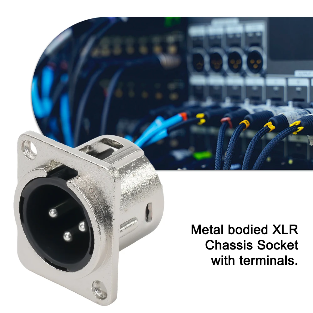 Enchufe XLR de 3 pines macho hembra montaje en Panel enchufe de chasis conector de Audio con conector de micrófono con terminales de soldadura para Patch Bay Snake Cabl