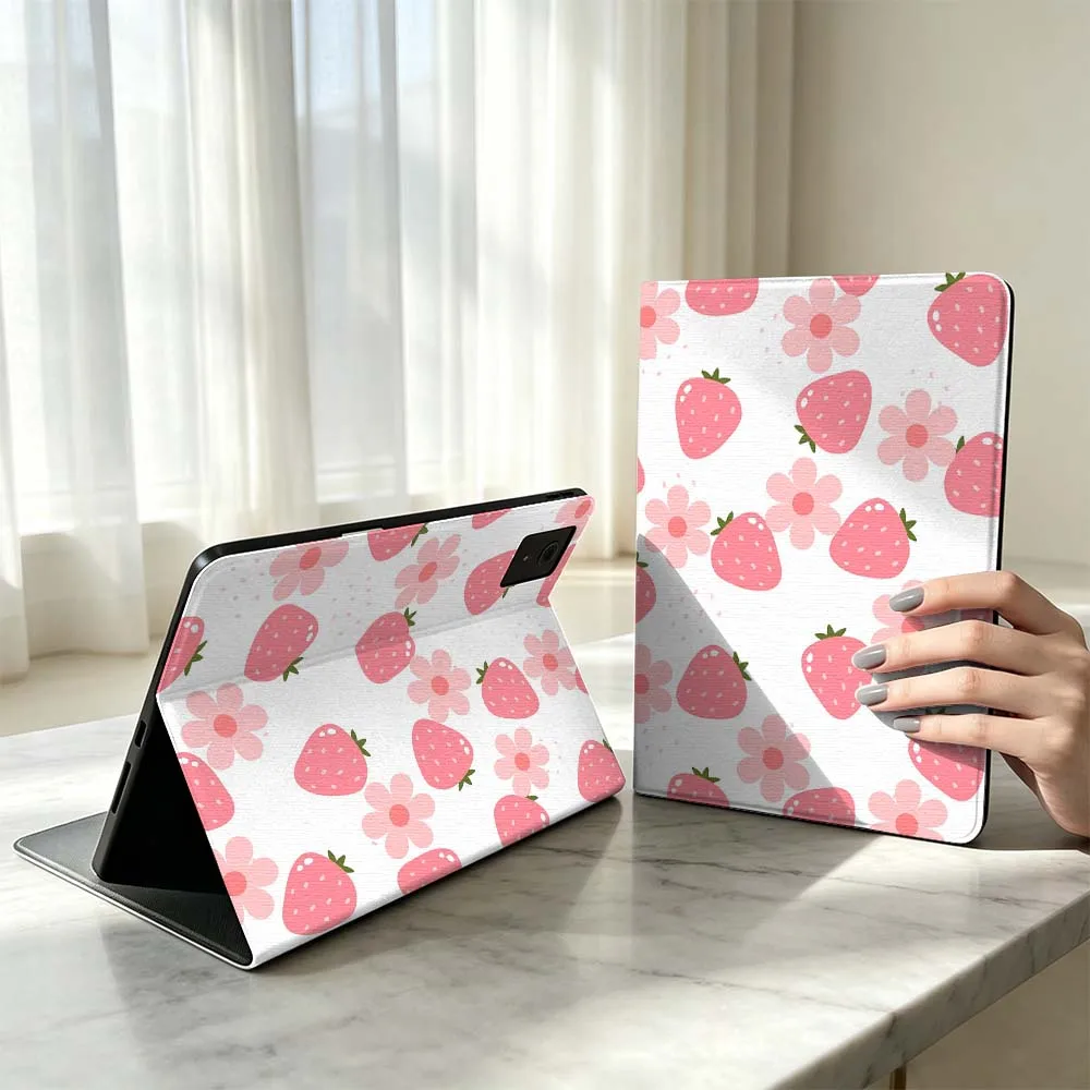 Strawberry Digital Pen Tray For Xiaomi Poco Redmi Pad 8 2 4 C1 6 6S 7 7S SE 9.7 14 11 11.2 12.1 12.5 Inch Tablet Case