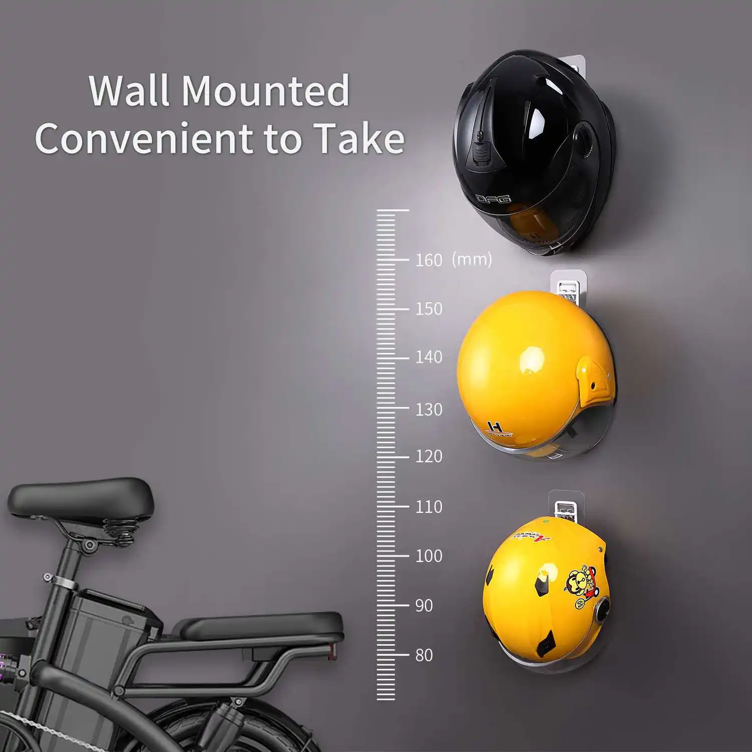 Motorcycle Helmet Rack Wall Mount Carbon Steel Helmet Holder Self-Adhesive Helmet Hanger Cowboy Hat Bike Storage Hanger