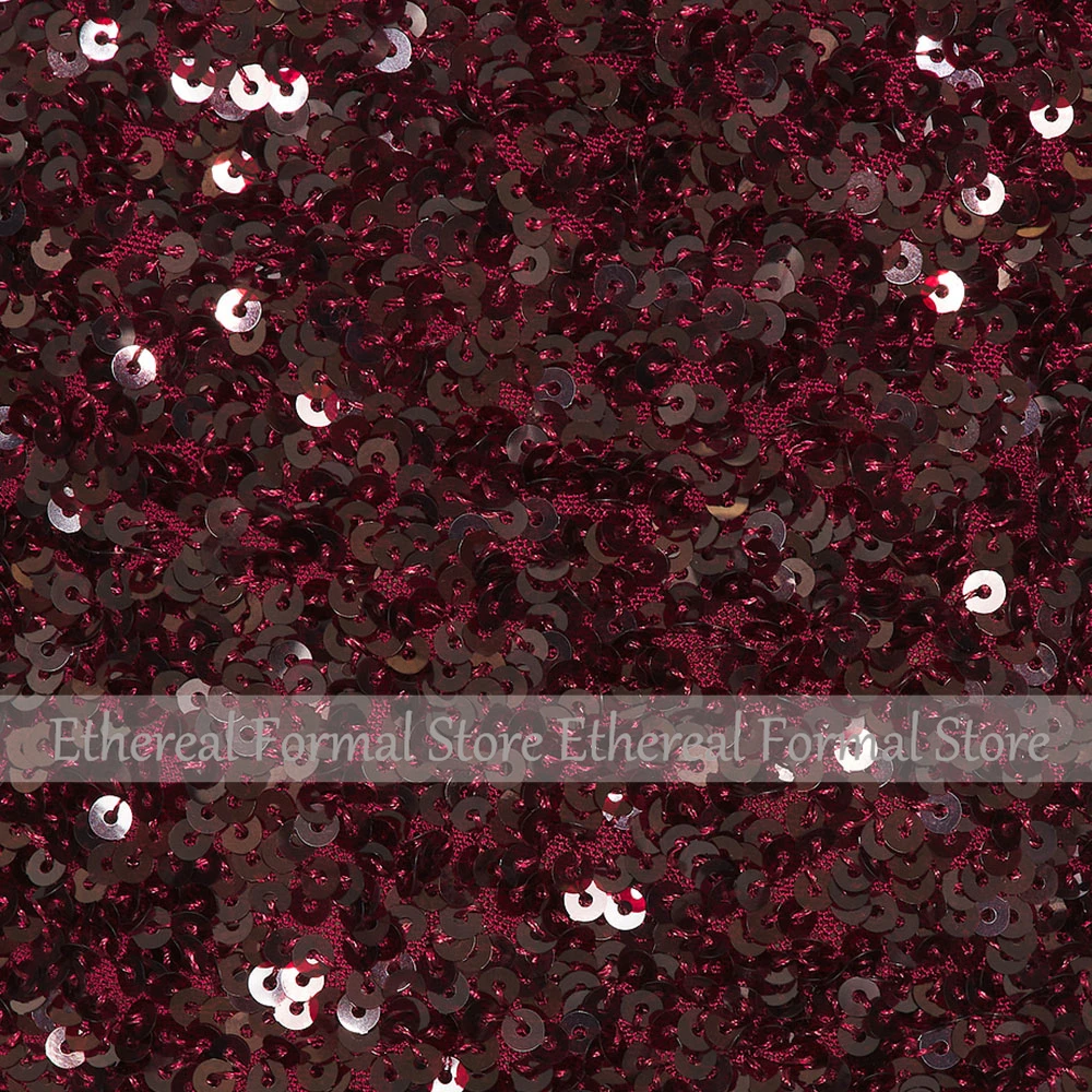 Burgunderrotes glitzerndes Pailletten-Meerjungfrau-Damen-Abendkleid, einschultriges Ballkleid, ärmellos, formelles Partykleid, Rüschen, bodenlang