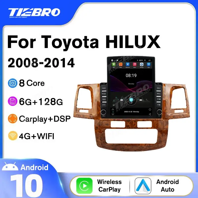 

Автомагнитола Tesla на Android 10 для Toyota Fortuner, HILUX, Revo, Vigo, AT MT 2008-2014, вертикальный экран, GPS-навигация