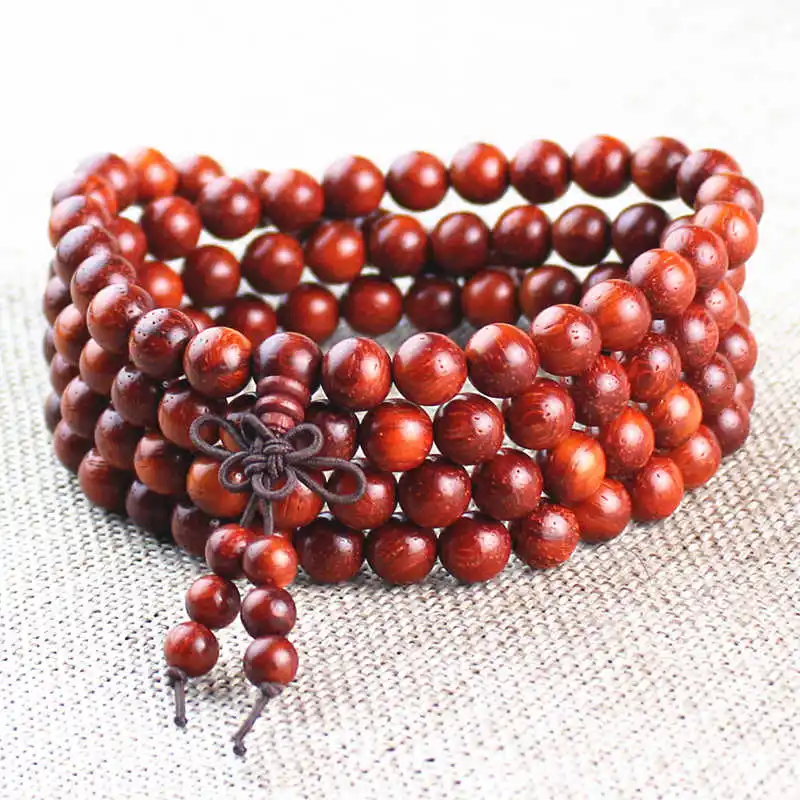 Natural Africano Red Sandália Pulseira de Contas, Budista Mala Meditação Oração, BRO549, 6mm, 8mm, 108pcs