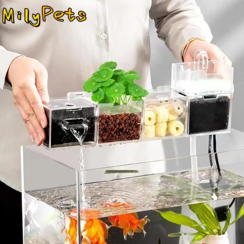 

Three-in-one External Aquarium Filter Oxygenated Plastic Fish Tank Filter Box Wall-mounted Silent Water Circulation Filter Box
