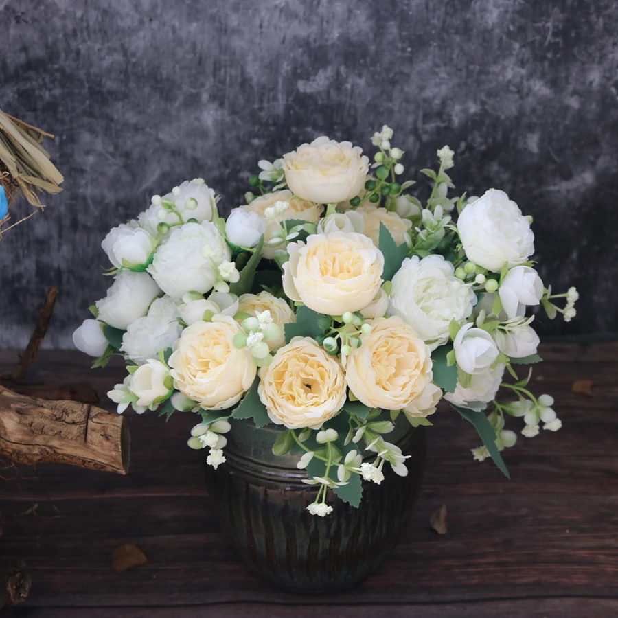 10 Stück Künstliche Rosenblumen Pfingstrosen für Festival, Zuhause, Wohnzimmer, Dekoration, Vase, Hochzeitsbogen, Garten, Tischdekoration – Detail 7