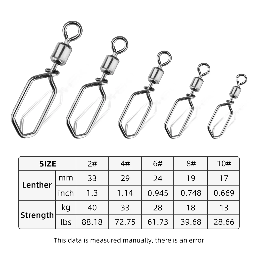 MEREDITH 20Pcs Fishing Swivels Snap Hooked Snap Stainless Steel Fishing Rolling Barrel Swivel Fishing Lure Connector Lure Tackle