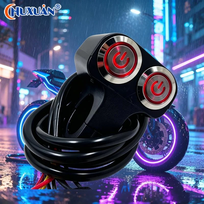 Q 1Pcs Motorcycle Handlebar Switch Button Headlight Spotlight Fog Lamp Brake Light ON-OFF Switches for Dirt Electric Bike