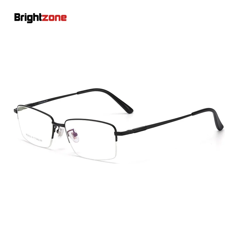 Ultra Light Half Rim Pure Titanium Men's Spectacle Prescription Eye Glasses Frame Myopia Generous Spectacle Ukraine Tmall Points