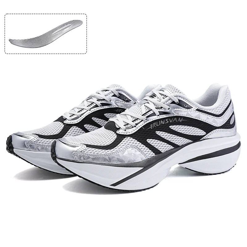 รองเท้าวิ่งประสิทธิภาพสูง IRUNSVAN พร้อมพื้นรองเท้ากลางความหนาแน่นคู่และแผ่นคาร์บอนแพลตตินัมเพื่อการรองรับและความสบายที่เพิ่มขึ้น