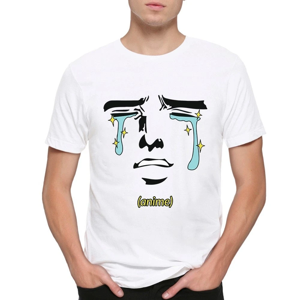 Anime Crying Emoji T-shirt/100% Pure Cotton Men's and Women's T-shirt Casual Street Fashion Short Sleeved
