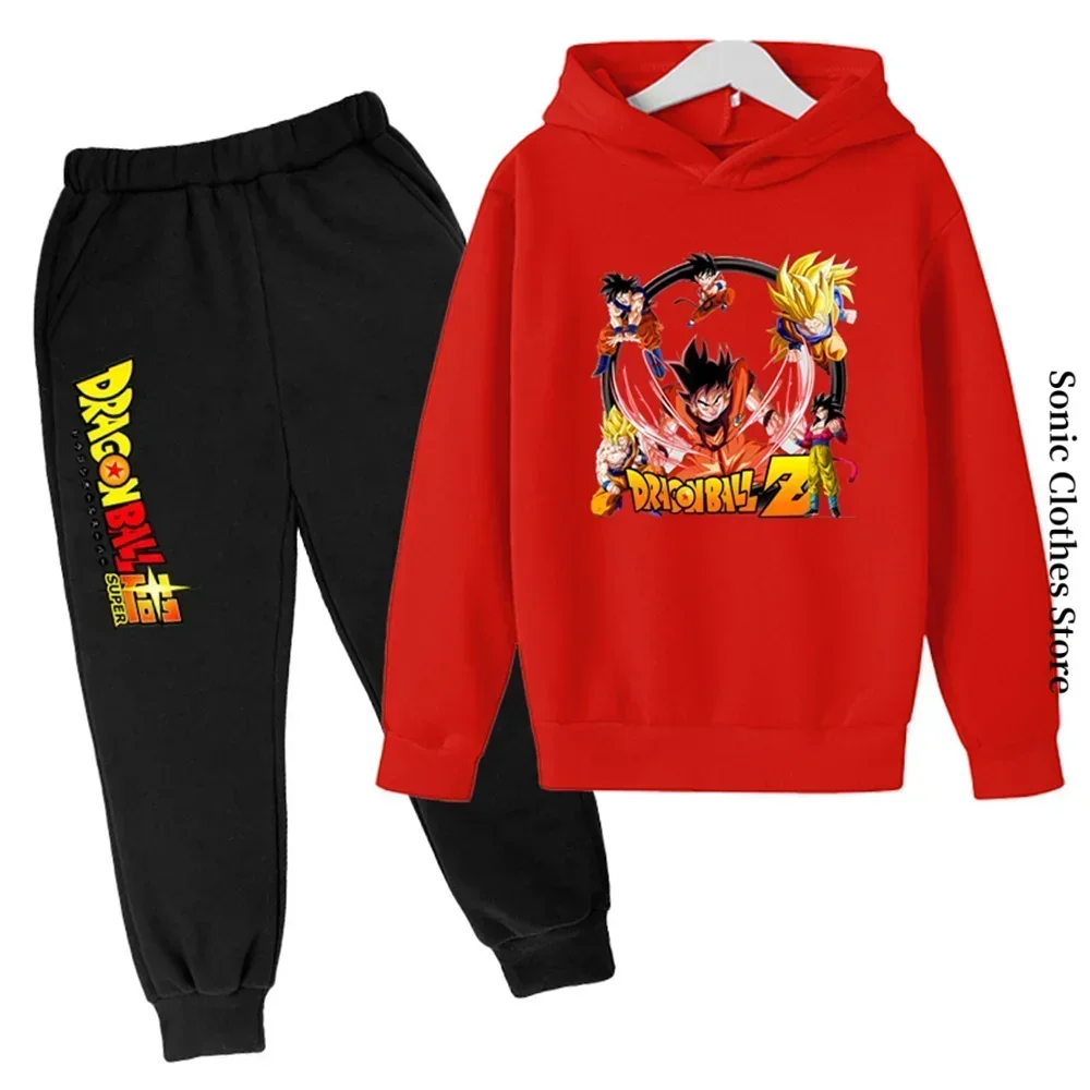 Anime Dragon Ball Z Tracksuit Kids Hoodies Boys Clothes Boys Baby Girls Clothing Kakashi Hooded Goku Sweaters Hooded +pants 2pcs