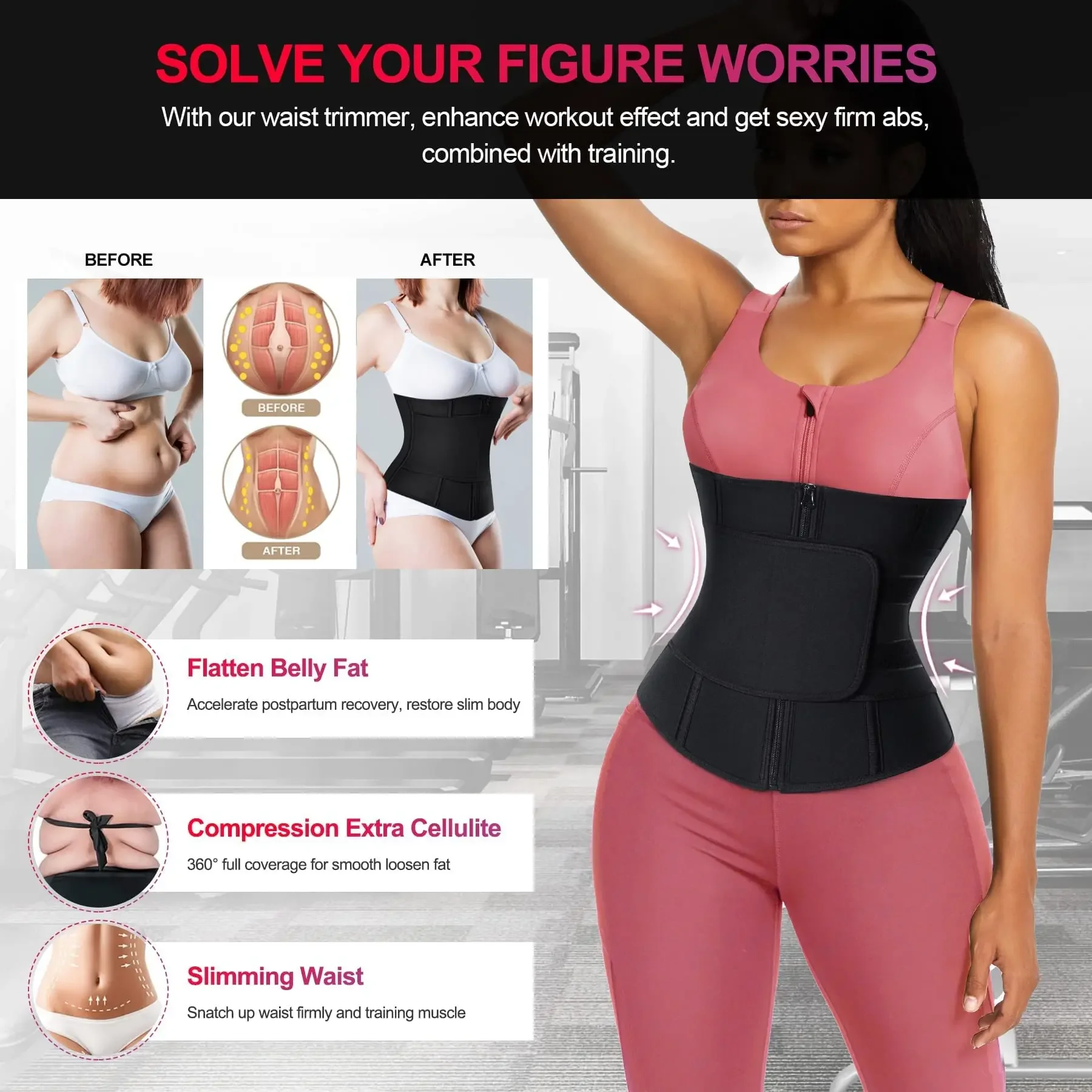 Women Waist Trainer Cincher Corset Tummy Control Workout Sweat Band Slimmer Belly Belt Weight Loss Sports Girdle