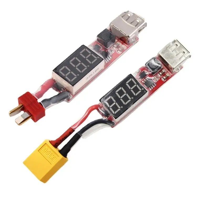 1Pcs T-Plug XT60 Plug 2S-6S Lithium Battery Charger Converter With Voltage Display For Phone Pad HTC Accessories