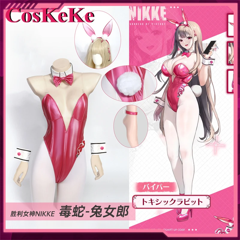 

CosKeKe Viper Cosplay Game NIKKE Costume Sexy Bunny Girl Patent Leather Jumpsuit Uniform Halloween Party Role Play Clothing New