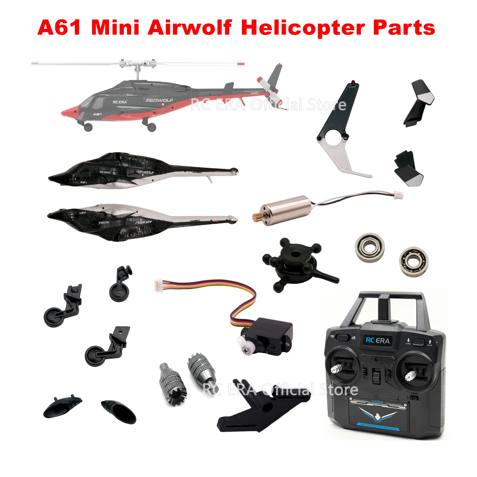 RC ERA Original Spare Parts for A61 Mini Airwolf RC Helicopter Main Blade Grip Rotor Head Landing Skid Main Gear Parts
