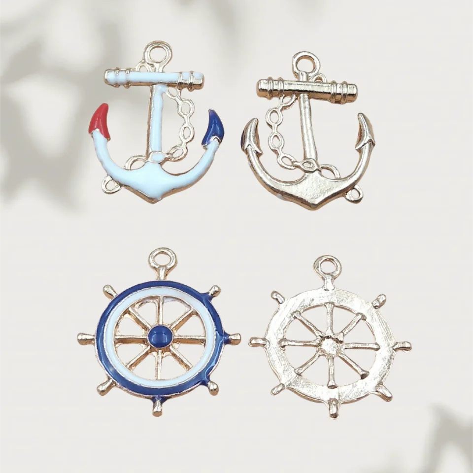 10 pcs/lot Alloy Creative Anchor Rudder Pendant Jewelry Ornaments for Handmade Necklace Earrings Choker Headwear DIY Crafts