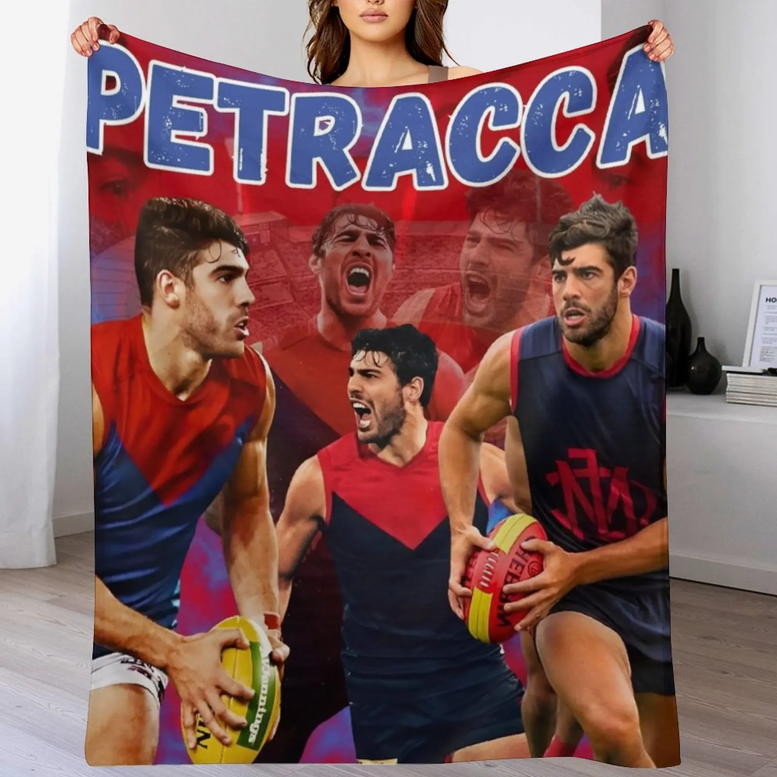 

Christian Petracca Melbourne Football Club AFL Throw Blanket Travel Size Cozy Blanket for Plane Train