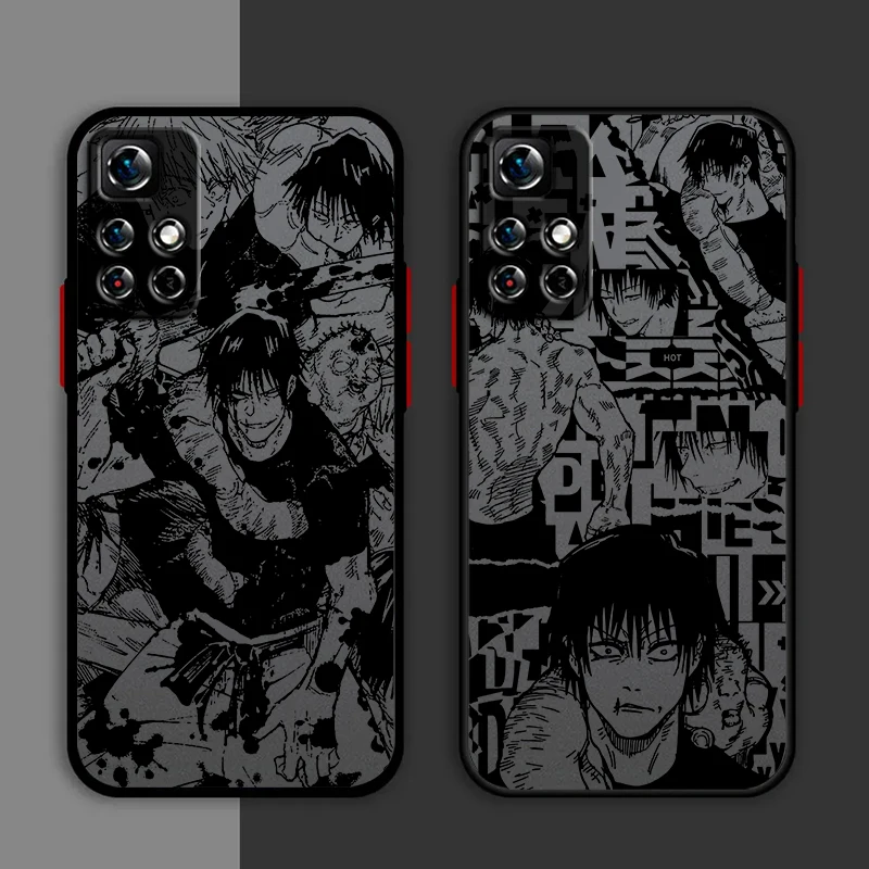 Jujutsu Kaisen Toji Cool Phone Case For Redmi Note 13 12 11 10 Pro Plus S T Lite 4G 5G Frosted Translucent Matte Cover