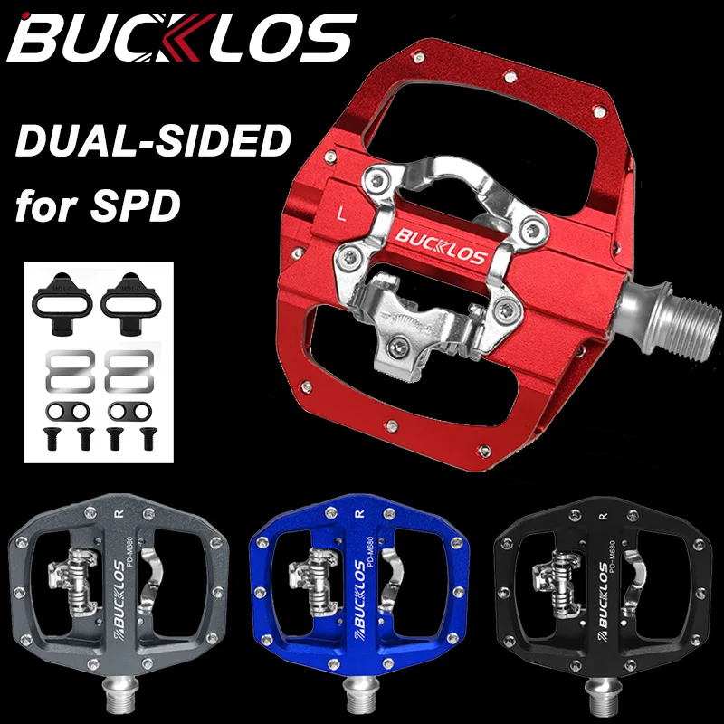 

BUCKLOS MTB Pedals for SPD System Dual Function Bicycle Flat Pedal Platform Bearing Mountain Pedal Aluminum Alloy Bike Part