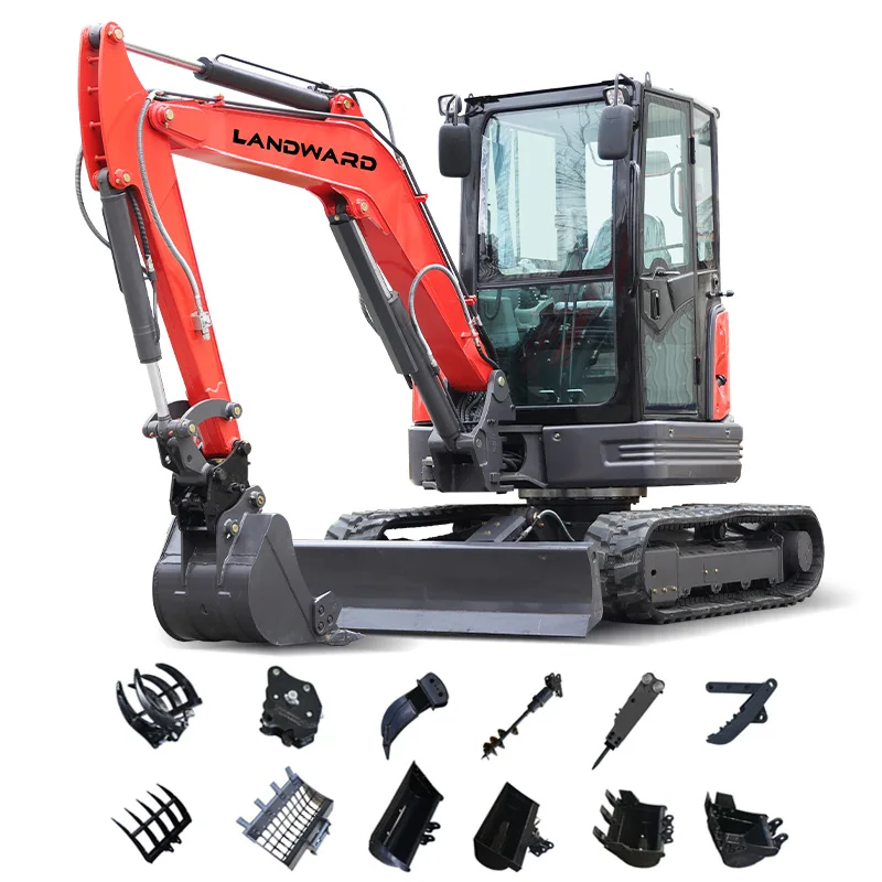 Miniexcavadora hidráulica a la venta, excavadora pequeña multifuncional, miniexcavadora eficiente de 2,5 toneladas para construcción y agricultura